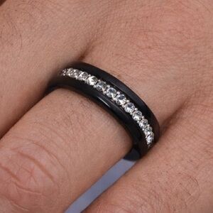 Brand New!! Stainless steel with zircon eternity band